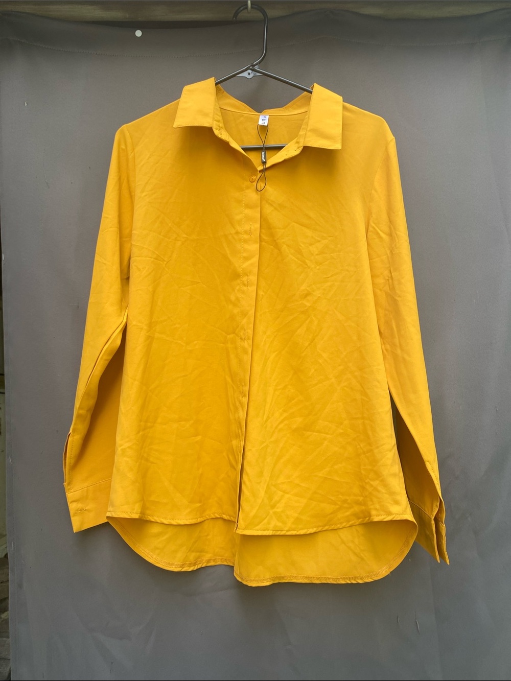 Women's Mustard Button-Down Long-Sleeve Shirt